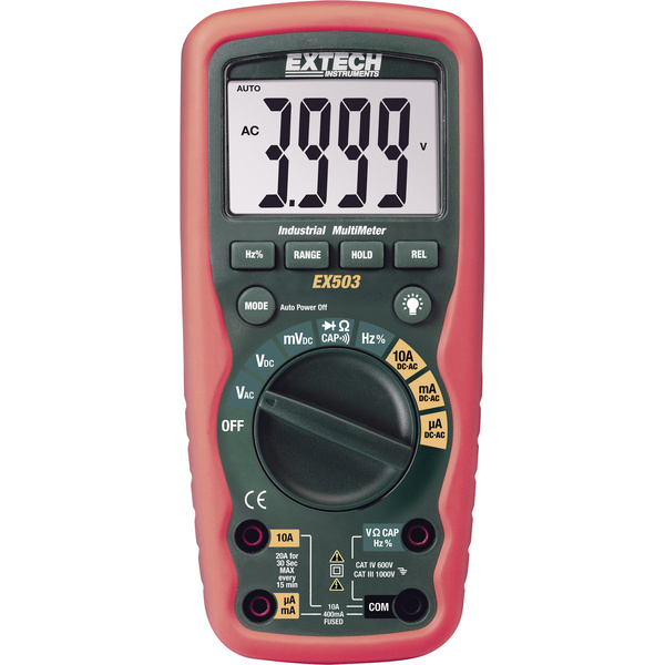 Extech EX503 Hand-Multimeter digital Wasserdicht (IP67) CAT III 1000 V, CAT IV 600 V Anzeige