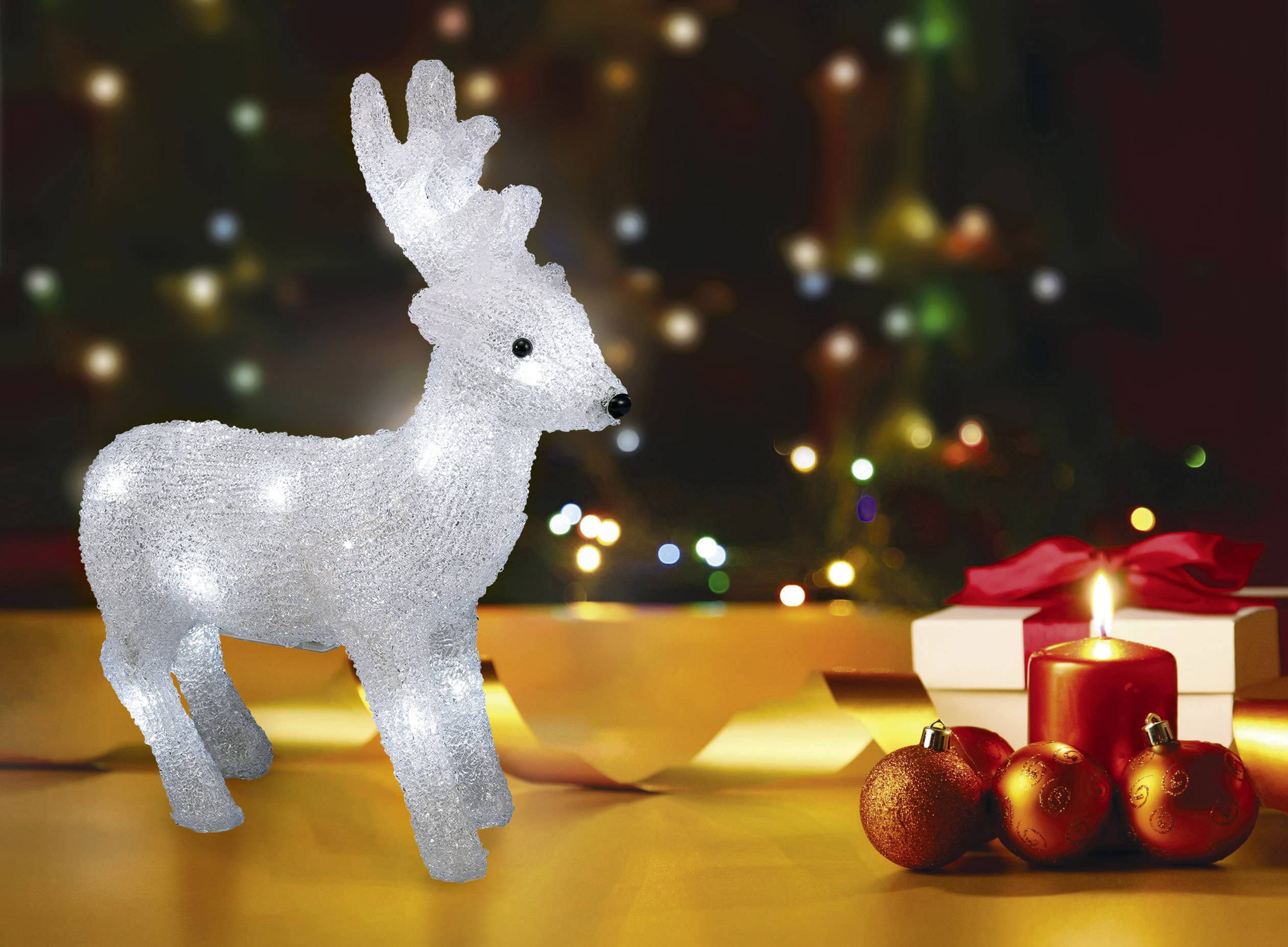 Polarlite LBA-52-005 Acryl-Figur Rentier Kalt-Weiß LED Weiß