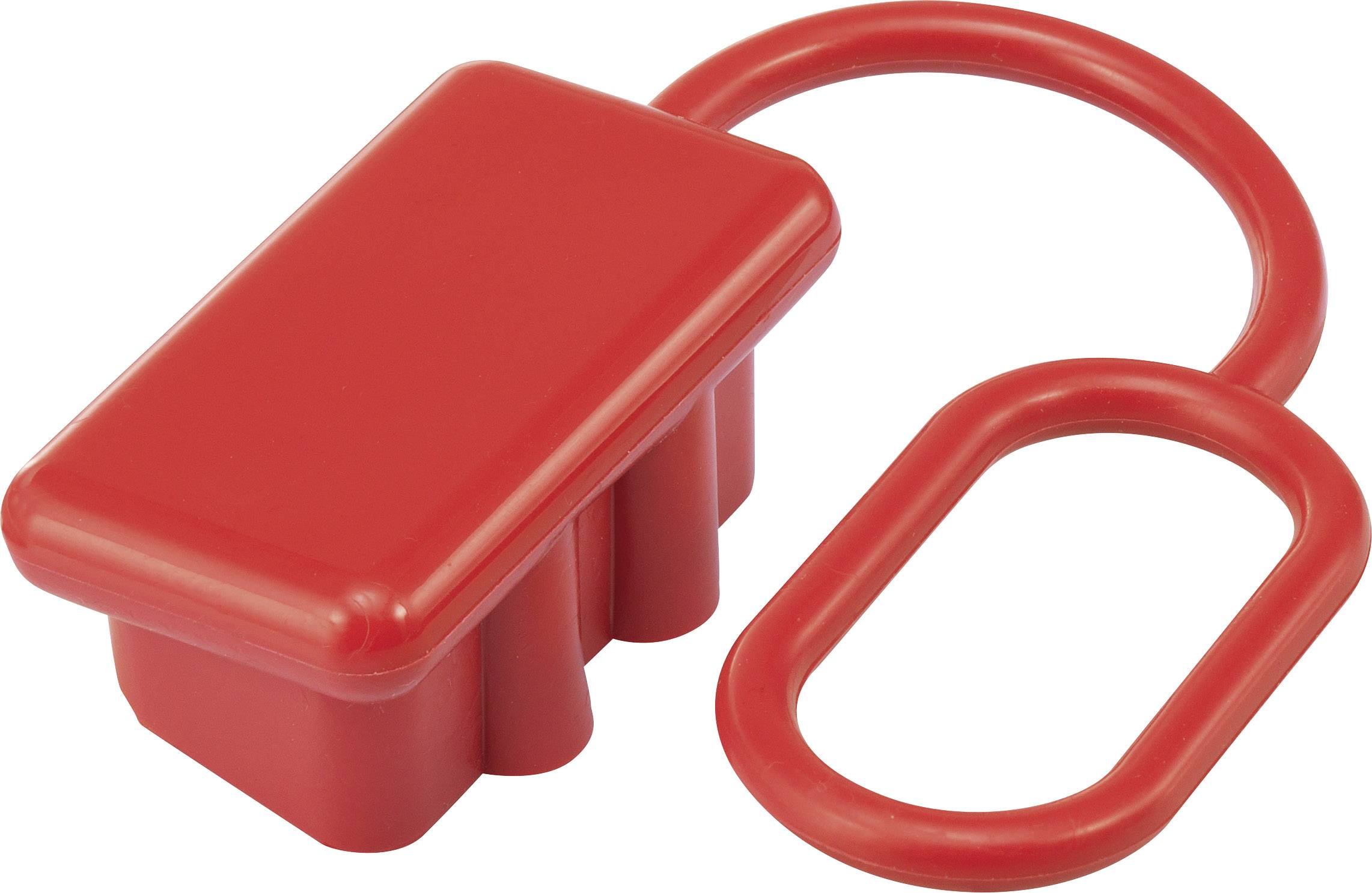 Ein rotes, rechteckiges Silikon-Gadget mit einem Ring und einer ovalen Schlaufe. Nutzbar als Verschluss für Beutel oder Behälter.
