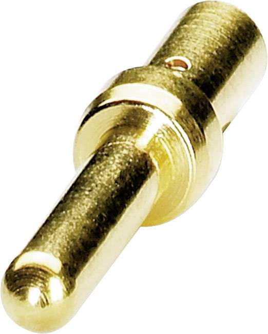 Goldener Kontaktstift mit glänzender Oberfläche und zylindrischer Form, verwendet in elektrischen Steckverbindungen für präzise Leitfähigkeit.
