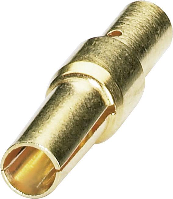 Goldener Stiftkontakt, zylindrische Form, zur Verwendung in elektrischen Steckverbindern.