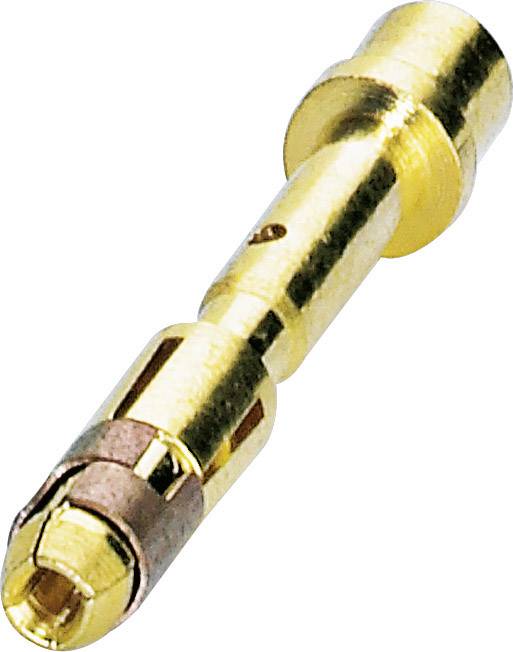 Ein goldener Koaxialstecker in Nahaufnahme, geeignet für industrielle Anwendungen, zeigt seine schlanke, zylindrische Form und glänzende Oberfläche.