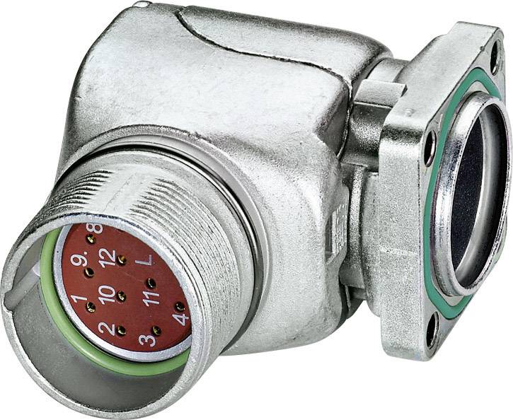 Metall-Steckverbinder mit rotem, nummeriertem Innenring und grüner Dichtung. Verwendet zum Anschluss von Kabeln an Geräte.