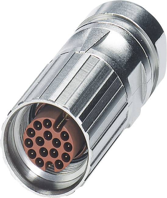 Ein silberner mehrpoliger Steckverbinder, der viele kleine Metallkontakte aufweist. Geeignet für elektronische Verbindungen.