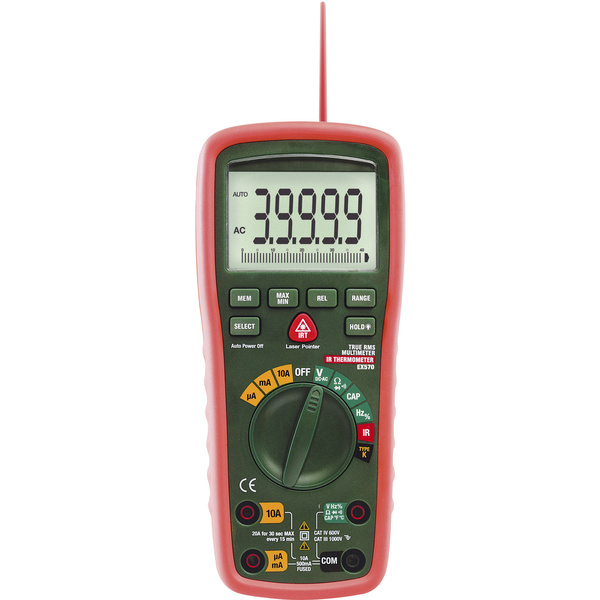 Extech EX570 Hand-Multimeter digital IR-Thermometer CAT III 1000 V, CAT IV 600 V Anzeige (Counts)