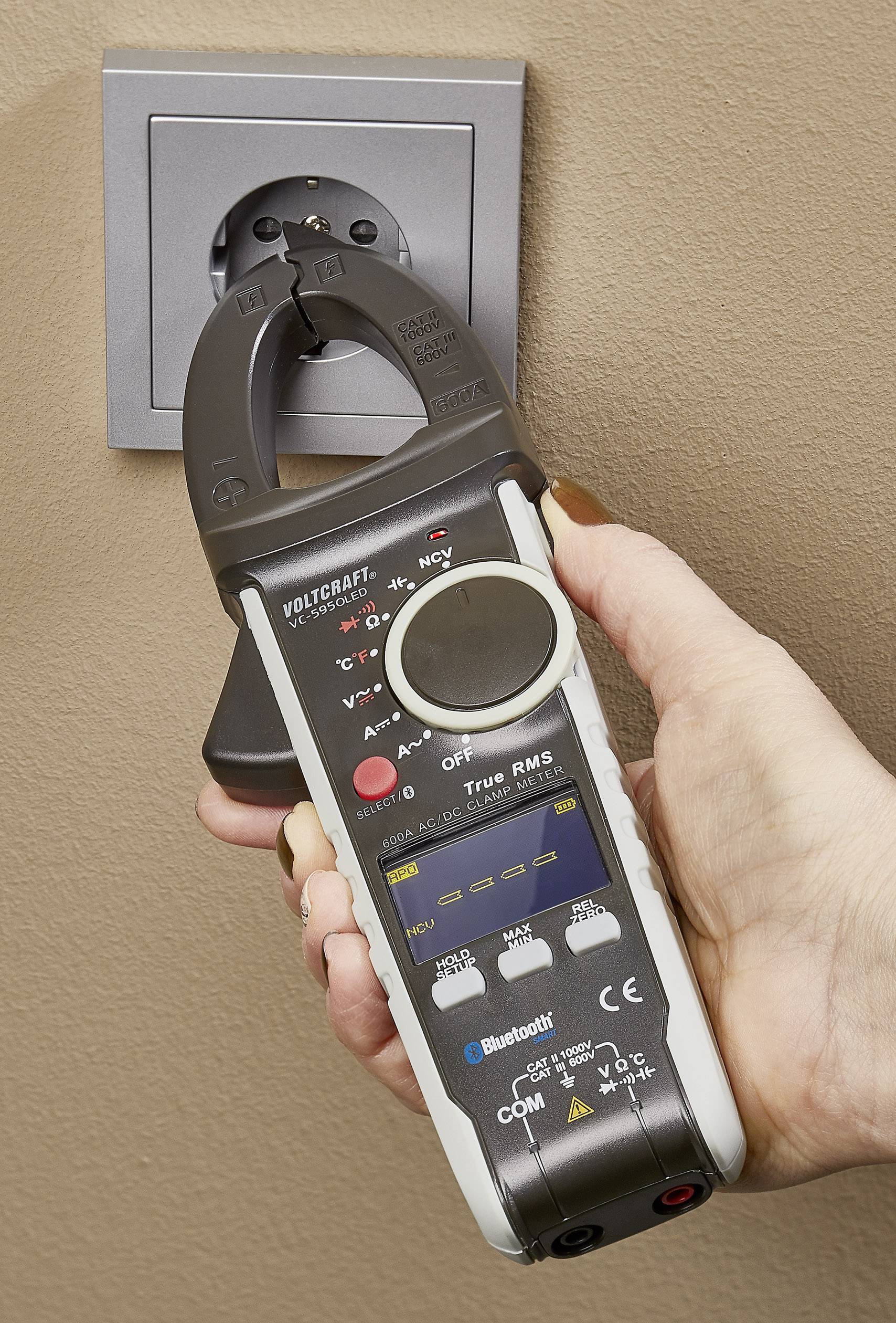 VOLTCRAFT VC-595OLED Stromzange digital OLED-Display CAT III 600 V, CAT II 1000V Anzeige (Counts): 6000