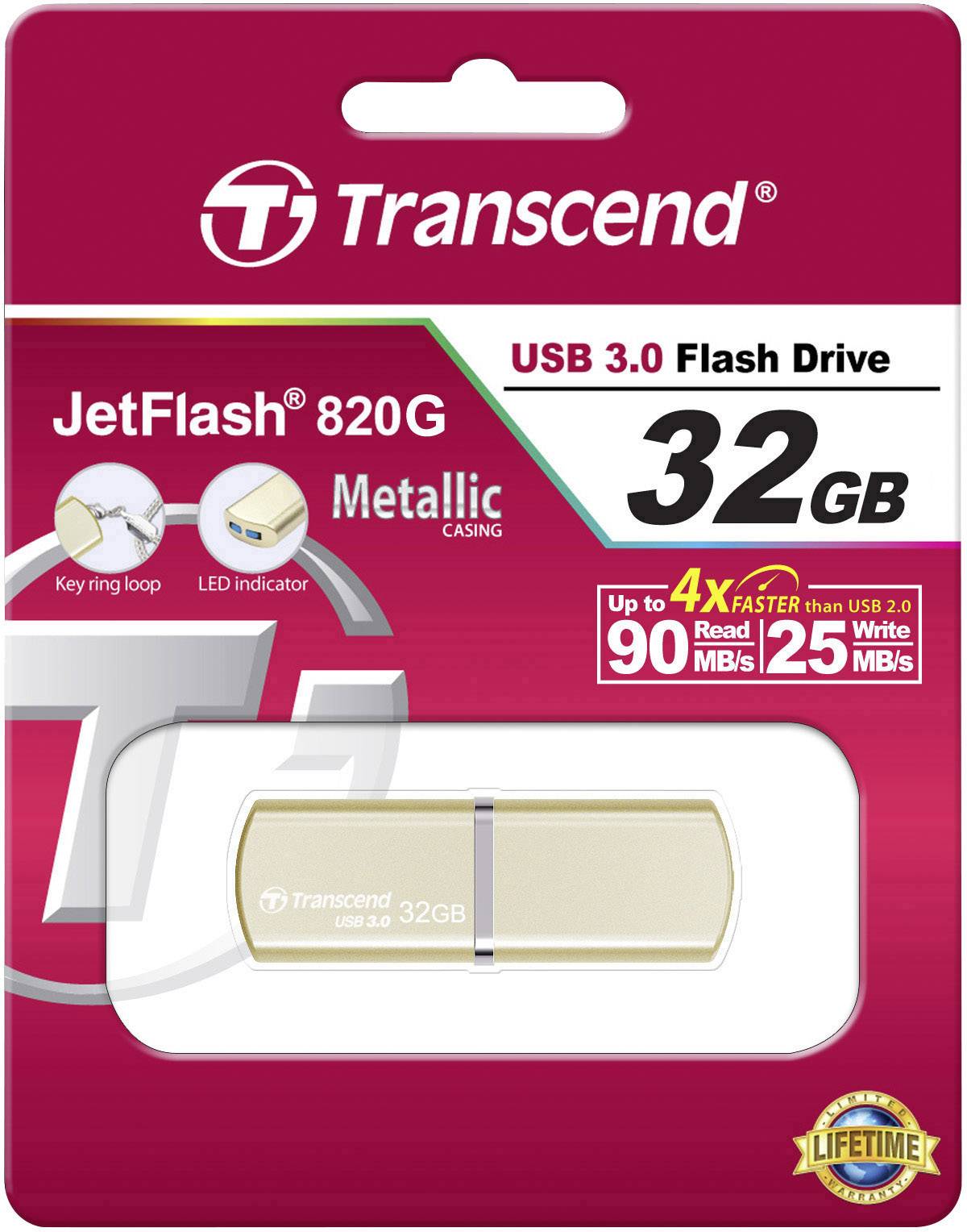 Transcend JetFlash® 820G USB-Stick 32GB Champagne Gold TS32GJF820G USB 3.2 Gen 1 (USB 3.0)