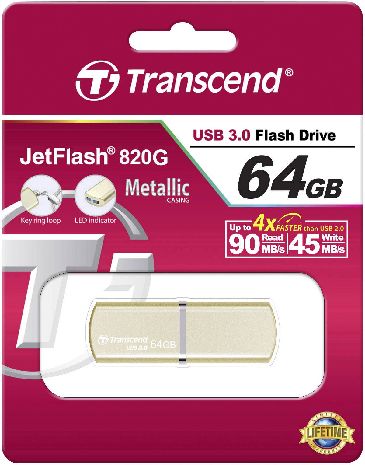 Transcend JetFlash® 820G USB-Stick 64 GB Champagne Gold TS64GJF820G USB 3.2 Gen 1 (USB 3.0)