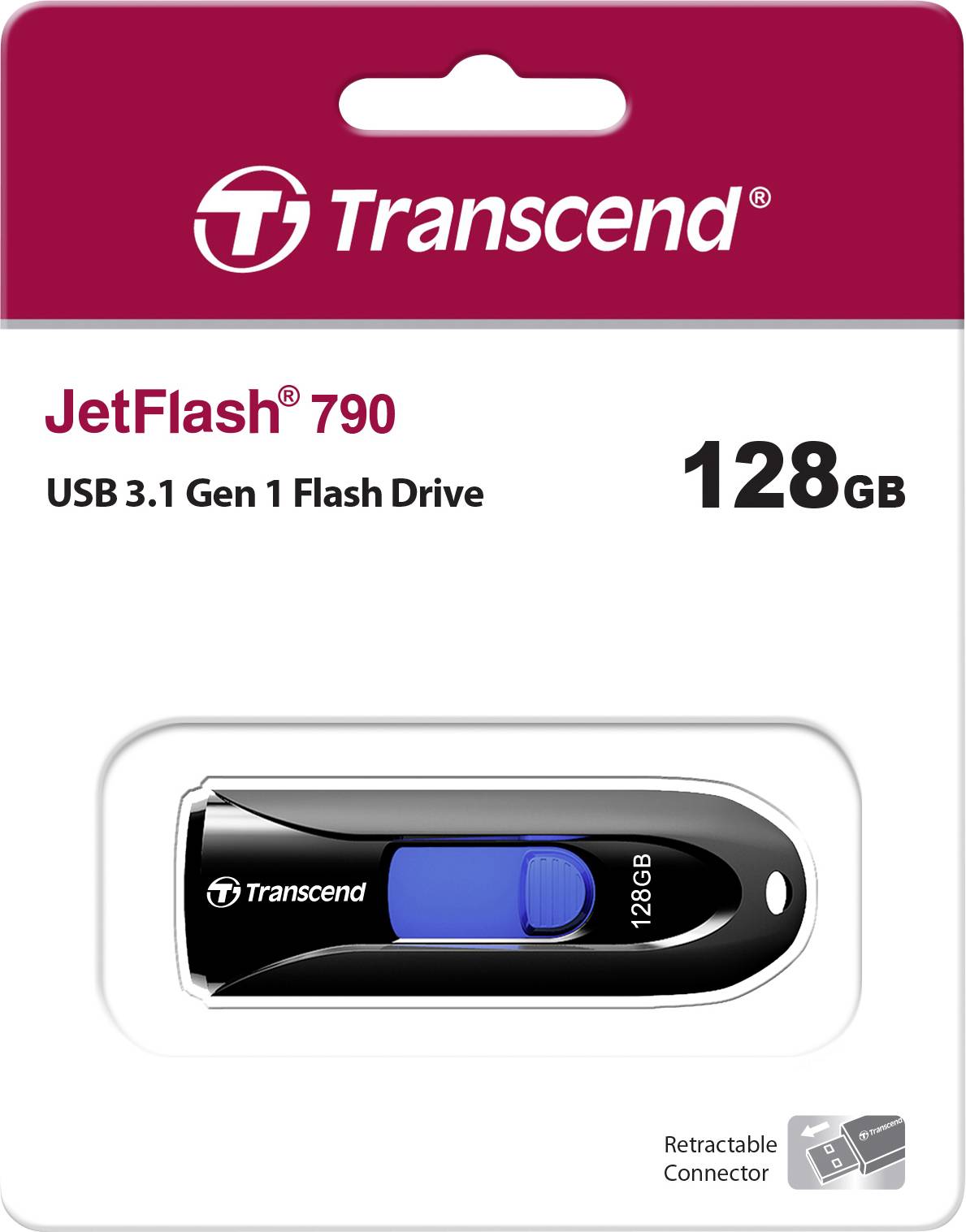 Transcend JetFlash® 790 USB-Stick 128GB Schwarz, Blau TS128GJF790K USB-A (USB 3.1 Gen 1)
