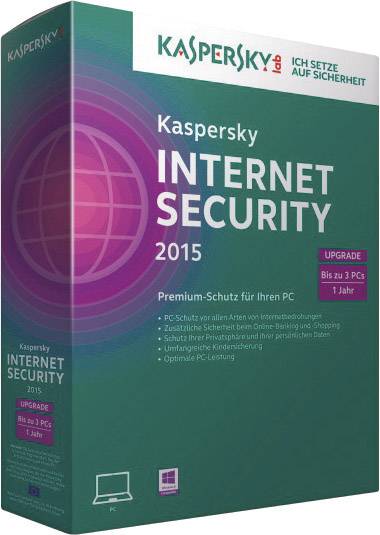 Kaspersky Lab Internet Security 2015 Upgrade, 3 Lizenzen Windows Sicherheits-Software