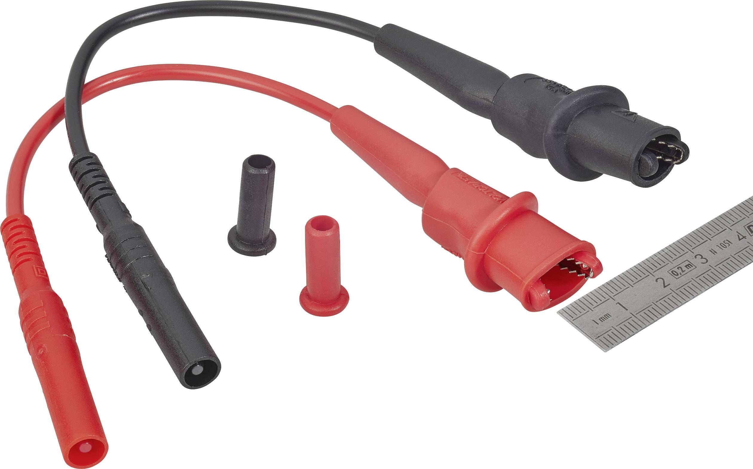 VOLTCRAFT MS-10-BK Sicherheits-Messleitungs-Set Lamellenstecker 4mm Abgreifklemmen 10.00cm Schwarz, Rot 1St.
