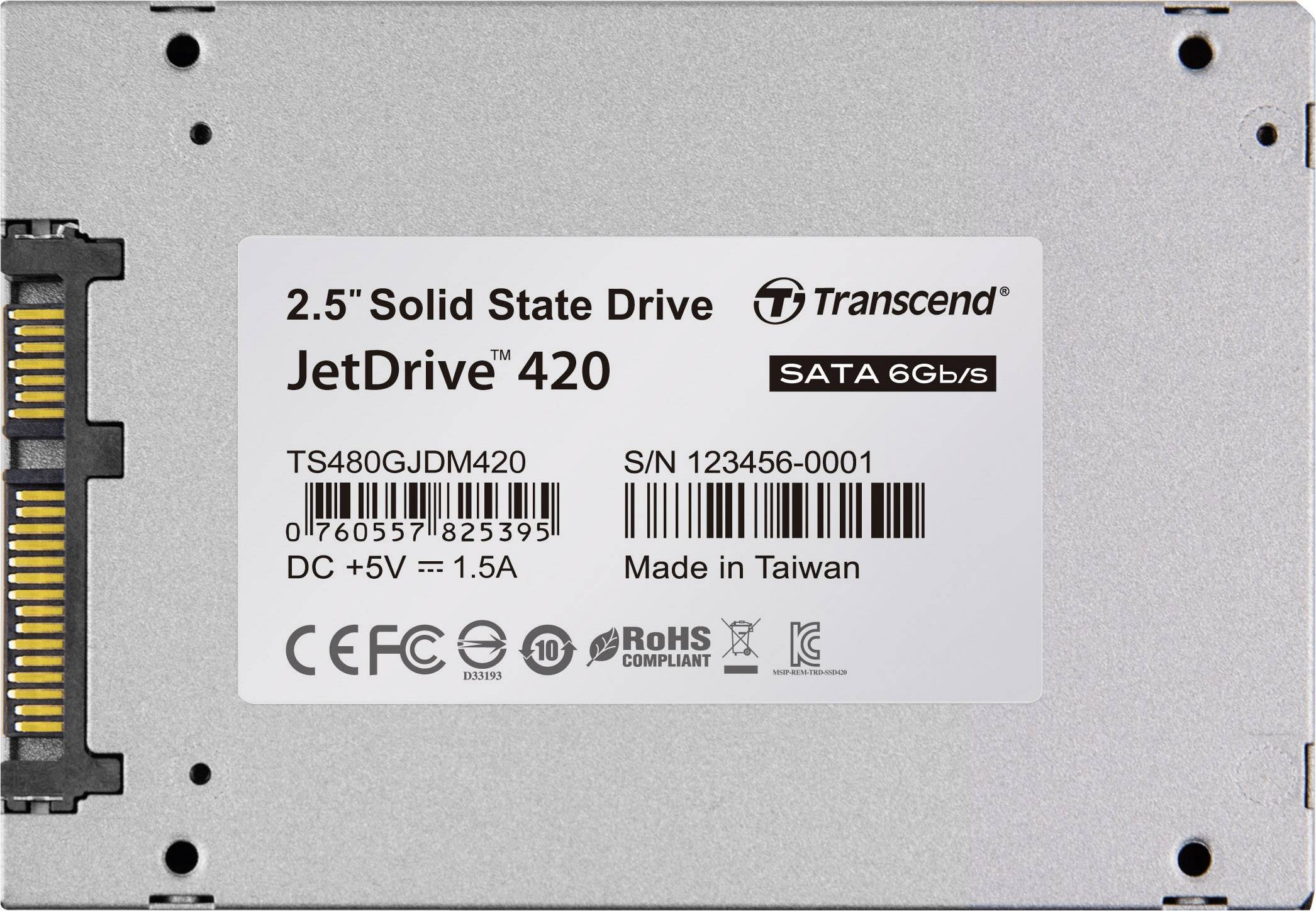 Transcend 480 GB Interne M.2 SATA SSD 2280 SATA 6 Gb/s Retail TS480GJDM420