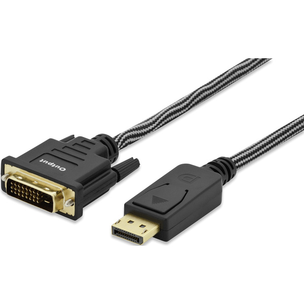 ednet DisplayPort / DVI Anschlusskabel 3.00 m 84503 vergoldete Steckkontakte, schraubbar Schwarz [1x DisplayPort Stecker - 1x DVI-Stecker 24+1pol.]