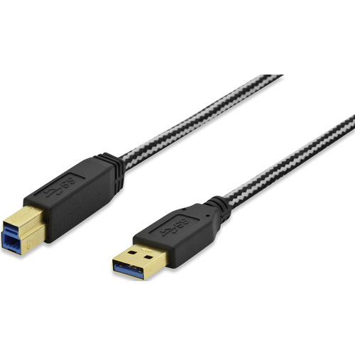 Ednet USB 3.0 Anschlusskabel [1x USB 3.0 Stecker A - 1x USB 3.0 Stecker B] 1.8m Schwarz vergoldete Steckkontakte