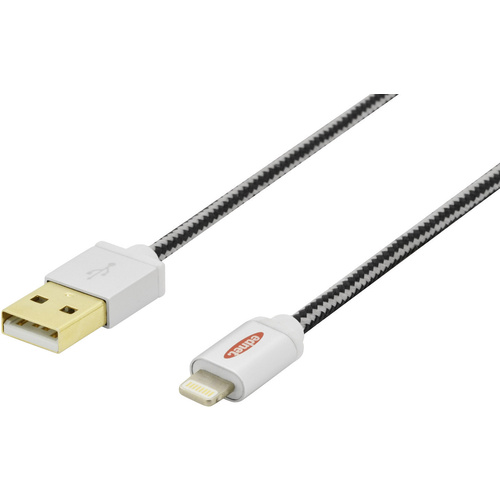 Ednet iPad/iPhone/iPod Ladekabel/Datenkabel [1x USB 2.0 Stecker A - 1x Apple Lightning-Stecker] 0.5m Schwarz
