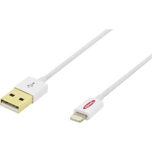Ednet iPad/iPhone/iPod Ladekabel/Datenkabel [1x USB 2.0 Stecker A - 1x Apple Lightning-Stecker] 0.50m Weiß