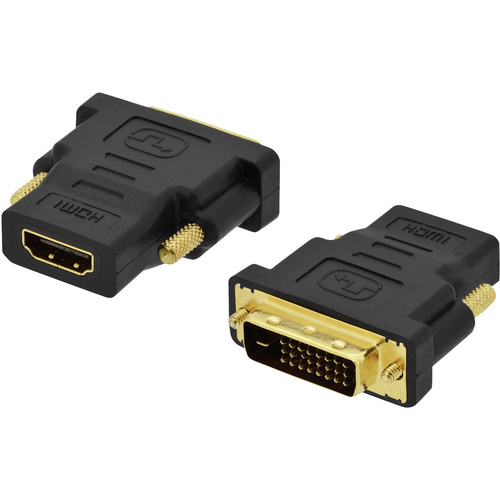 ednet 84522 HDMI / DVI Adapter [1x HDMI-Buchse - 1x DVI-Stecker 18+1pol.] Schwarz schraubbar, vergoldete Steckkontakte