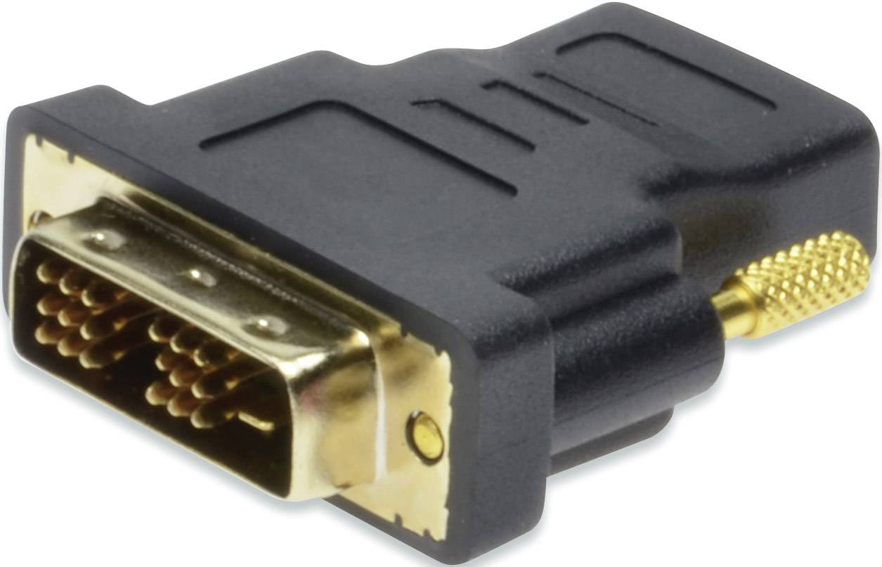 ednet 84522 HDMI / DVI Adapter [1x HDMI-Buchse - 1x DVI-Stecker 18+1pol.] Schwarz schraubbar, vergoldete Steckkontakte