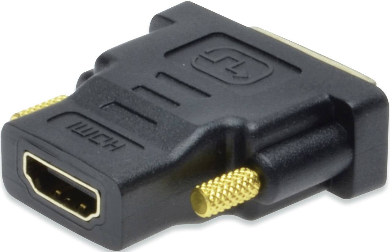 ednet 84522 HDMI / DVI Adapter [1x HDMI-Buchse - 1x DVI-Stecker 18+1pol.] Schwarz schraubbar, vergoldete Steckkontakte