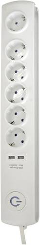 EMP306K-USB Steckdosenleiste mit Schalter 6fach Weiß Schutzkontakt 1St.
