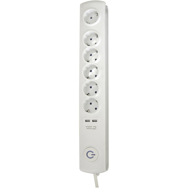 GAO EMP306K-USB Steckdosenleiste mit Schalter 6fach Weiß Schutzkontakt 1St.