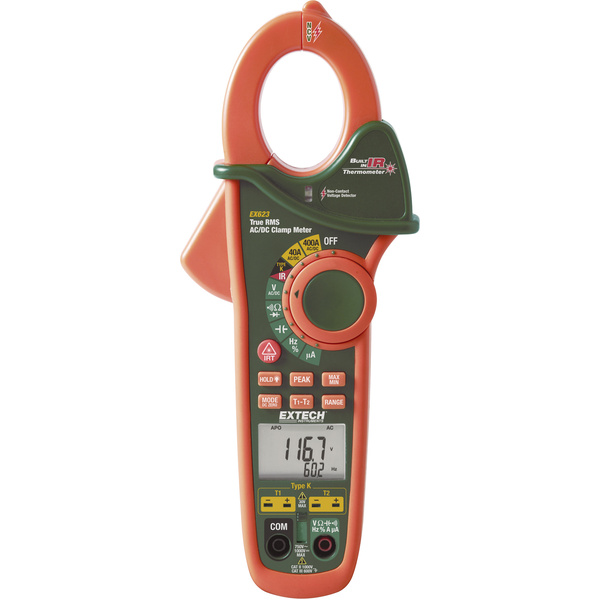 Extech EX623 Stromzange, Hand-Multimeter digital IR-Thermometer CAT III 600 V Anzeige (Counts): 400