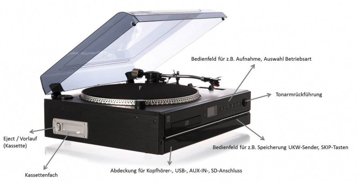 Dual NR 100 USB-Plattenspieler Riemenantrieb Schwarz