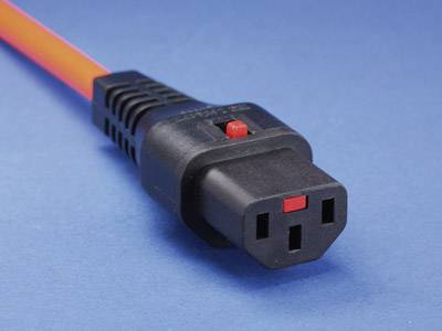 Kash Kaltgeräte-Anschlusskabel Kaltgeräte-Buchse C13 - Schutzkontakt-Winkelstecker Schwarz, Orange 2.00m 1St.