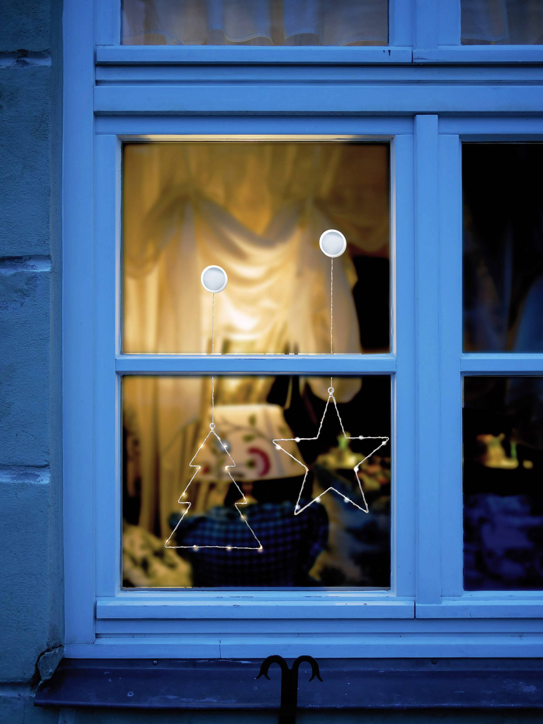 Polarlite LBA-50-015-1 LED-Fensterbild Weihnachtsbaum Warmweiß LED Transparent