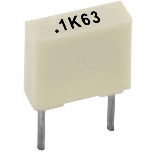 Kemet R82DC3100AA50K+ Polyester-Kondensator radial bedrahtet 100 nF 63V 10% 5mm (L x B x H) 7.2 x 2.5mm x 6.5mm