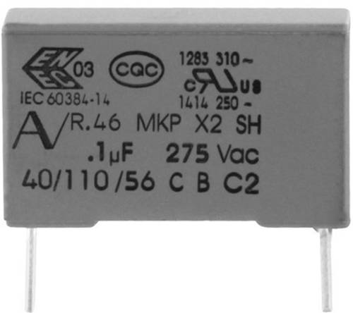 Kemet R46KI24700001M+ MKP-Funkentstör-Kondensator radial bedrahtet 47 nF 275V 20% 15mm (L x B x H)