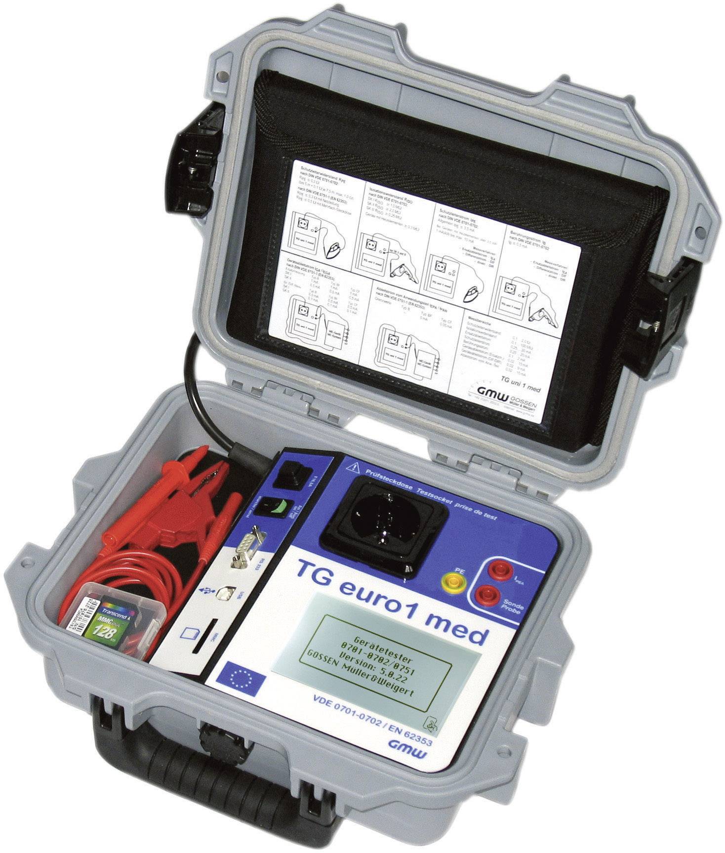 GMW TG euro1 med Gerätetester DIN EN 62638/VDE 0701-0702, EN 62353/VDE 0751-1 (Typ B, BF, CF)