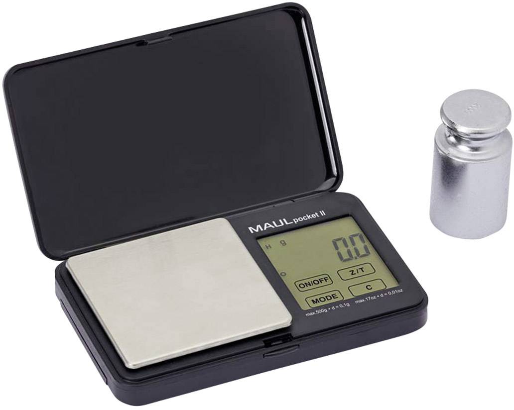 Maul 16105 90 Taschenwaage Wägebereich (max.) 500 g Ablesbarkeit 0.1 g batteriebetrieben Schwarz
