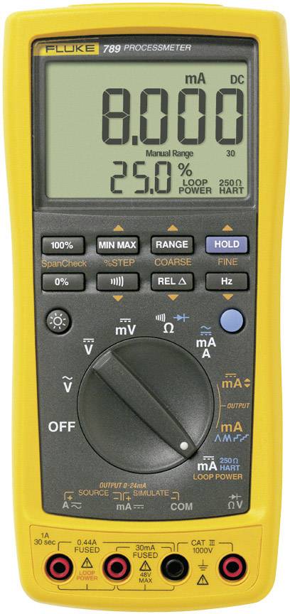 Fluke 789/EUR Hand-Multimeter digital Prozess-Stromausgabe CAT III 1000 V, CAT IV 600V Anzeige (Counts): 30000