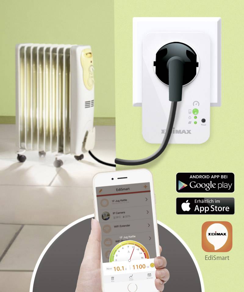 EDIMAX Smart Plug SP-2101W V2 Wi-Fi Steckdose mit Messfunktion Innenbereich