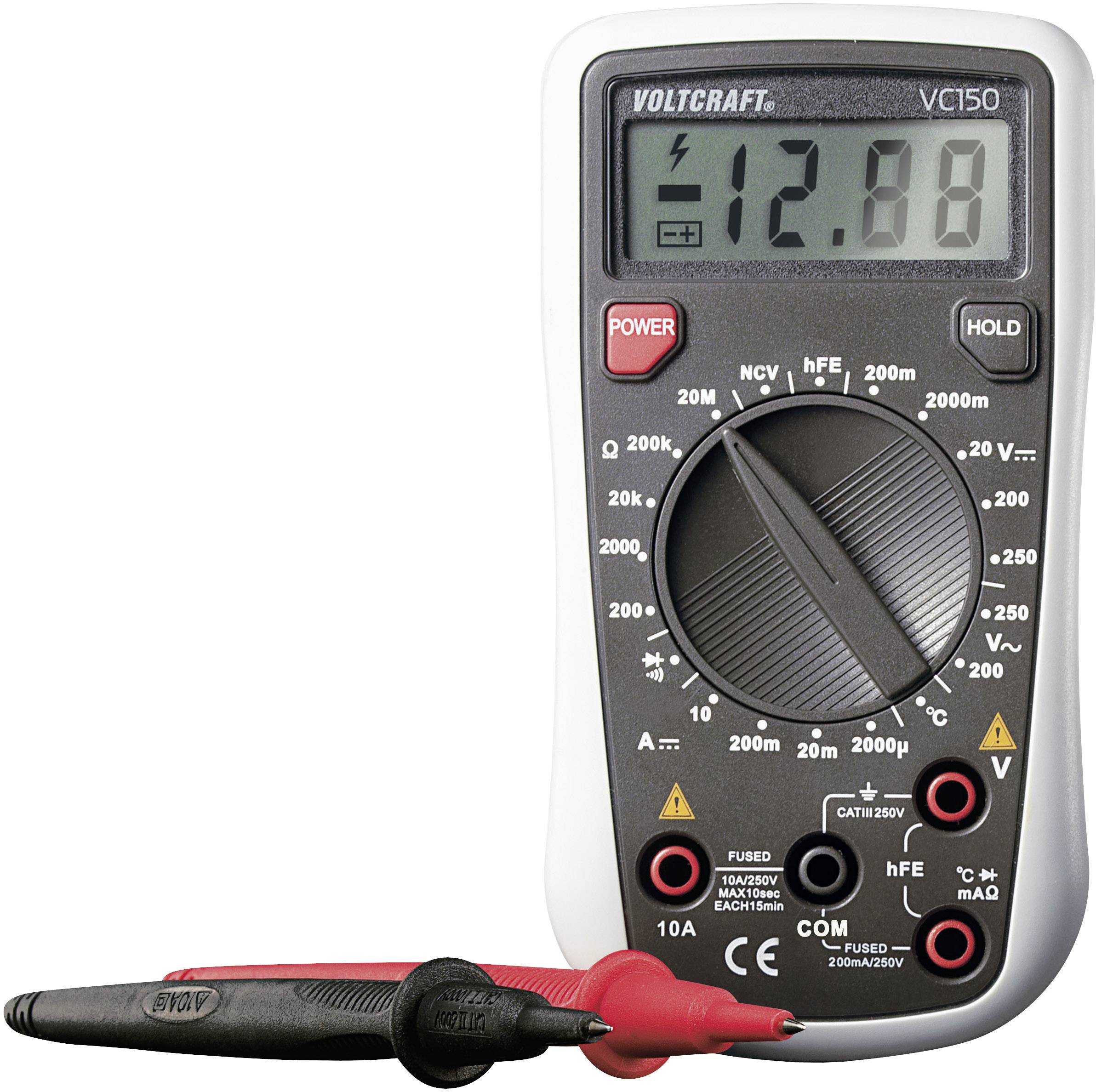 VOLTCRAFT VC150 Hand-Multimeter digital CAT III 250V Anzeige (Counts): 2000