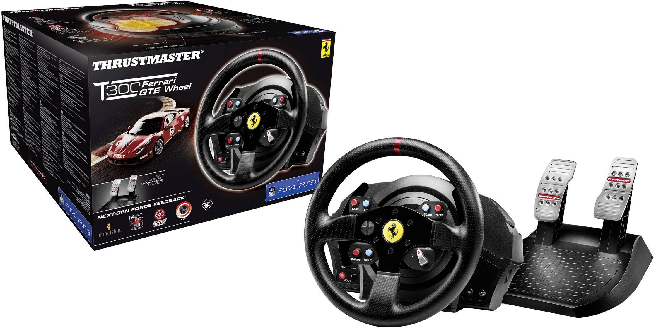 ThrustMaster T300 FERRARI GTE - Lenkrad- und Pedale-Set - kabelgebunden - für PC, Sony PlayStation 3, Sony PlayStation 4