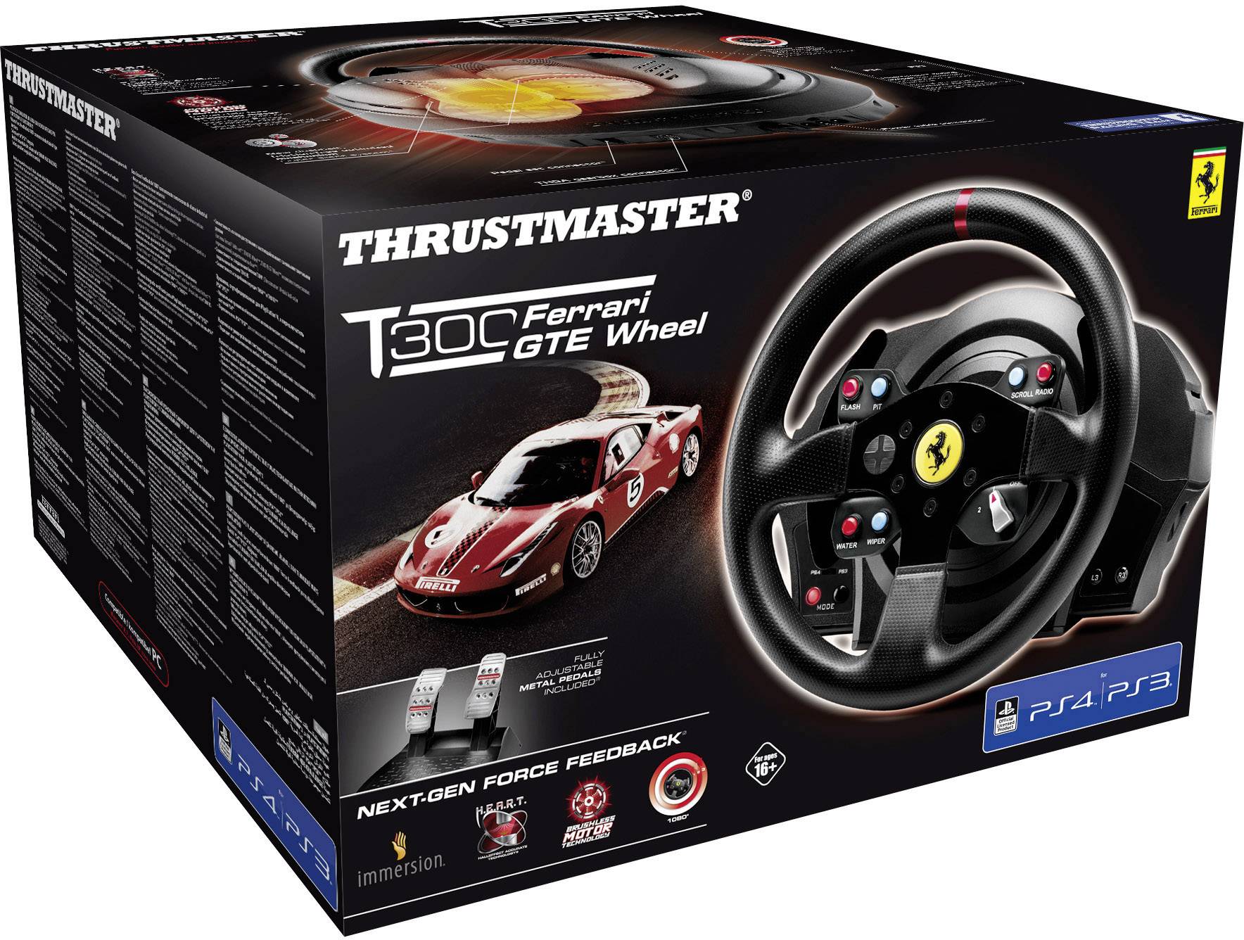 ThrustMaster T300 FERRARI GTE - Lenkrad- und Pedale-Set - kabelgebunden - für PC, Sony PlayStation 3, Sony PlayStation 4