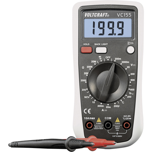 Multimètre VOLTCRAFT VC155 numérique CAT III 600 V Affichage (nombre de points): 2000