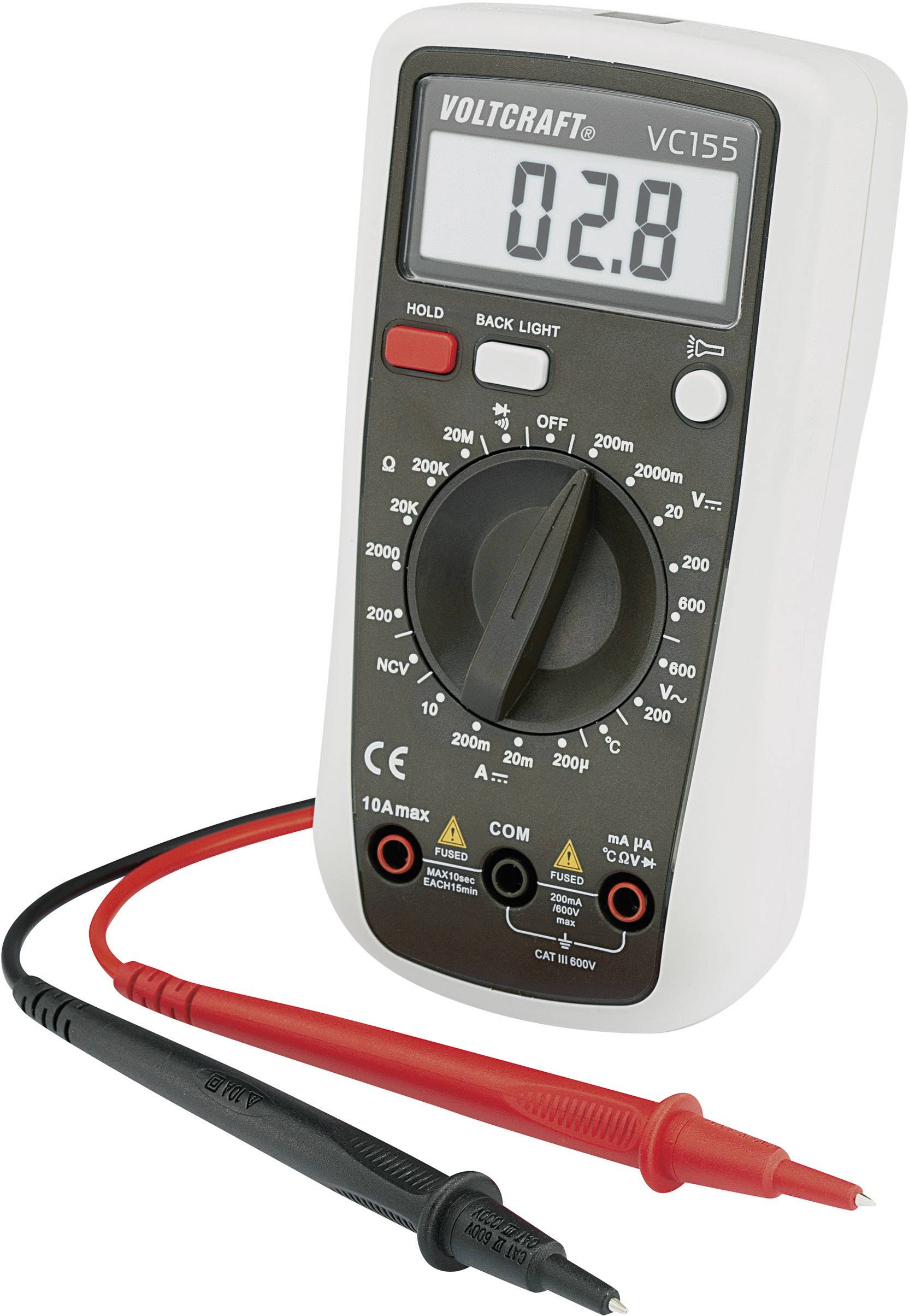 VOLTCRAFT VC155 Hand-Multimeter digital CAT III 600V Anzeige (Counts): 2000