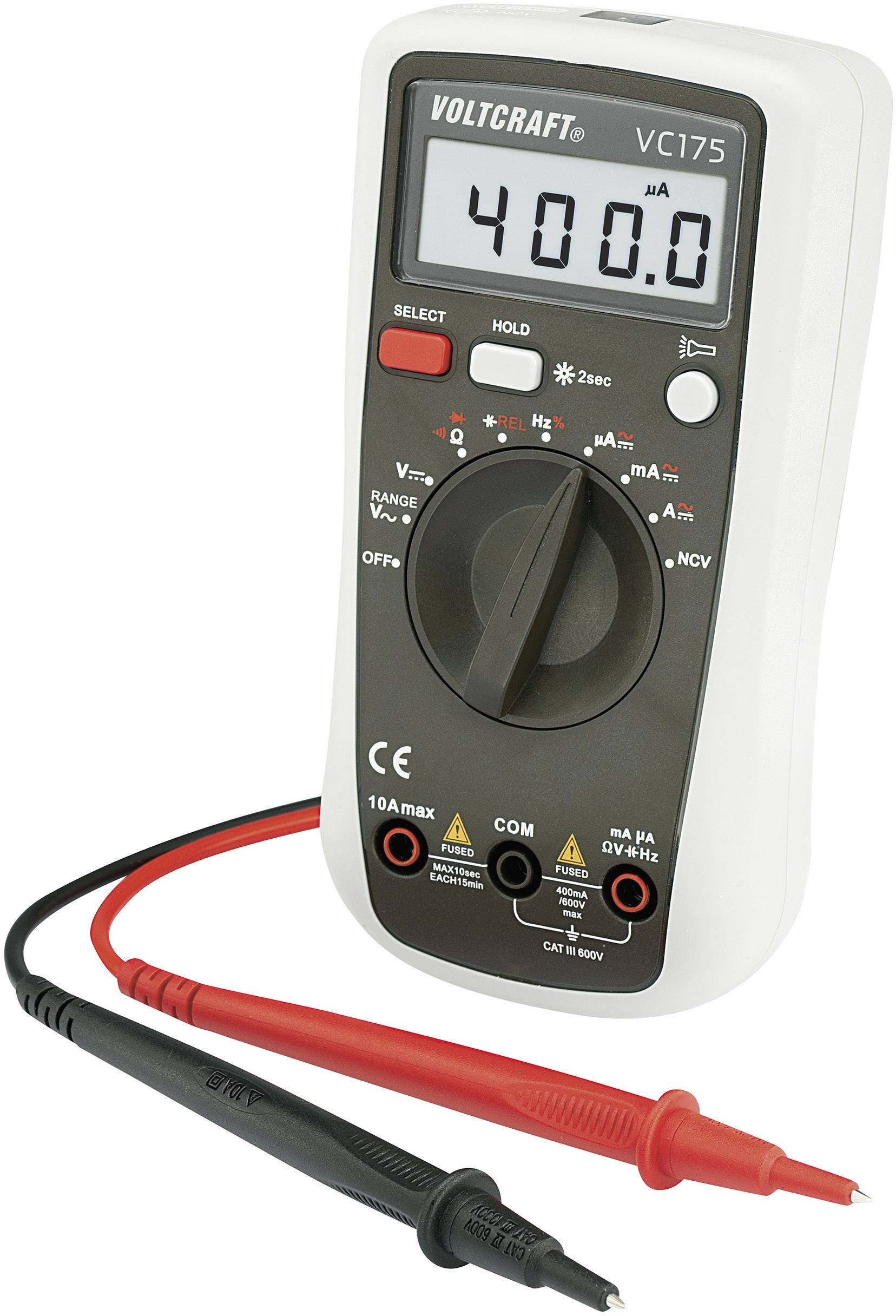VOLTCRAFT VC175 Hand-Multimeter digital CAT III 600V Anzeige (Counts): 4000