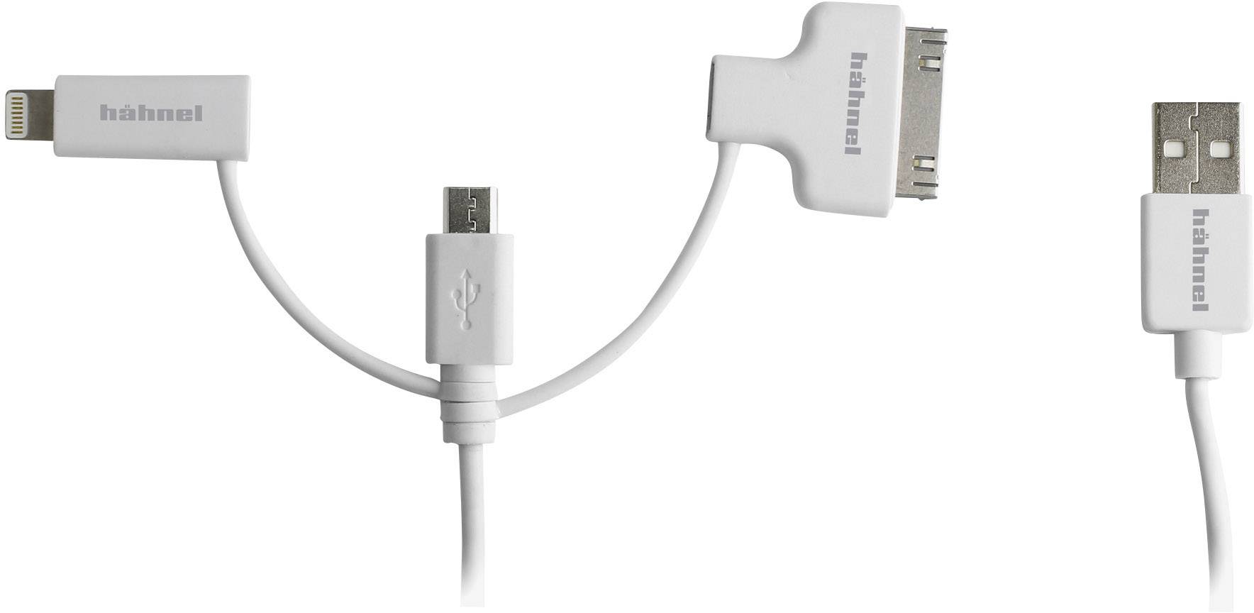 Hähnel Fototechnik USB-Ladekabel USB-A Stecker, Apple Lightning Stecker, USB-Micro-B Stecker, Apple 30pol. Stecker 1.50m Weiß