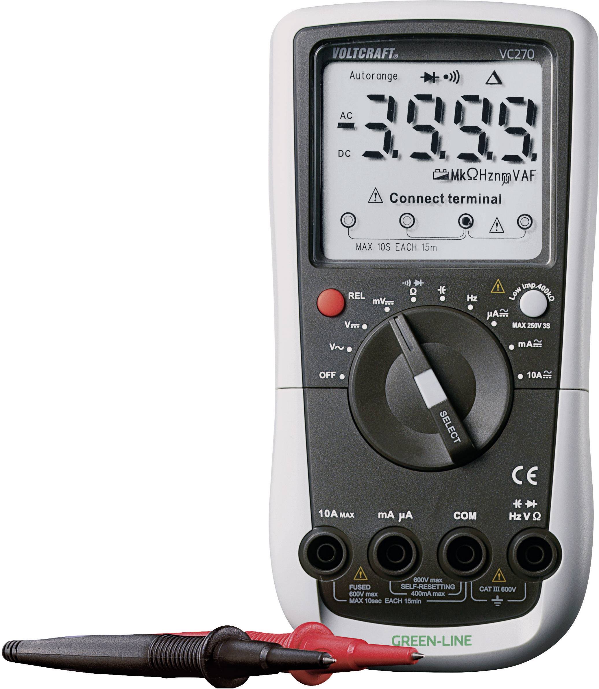 VOLTCRAFT VC270 Hand-Multimeter digital CAT III 600V Anzeige (Counts): 4000