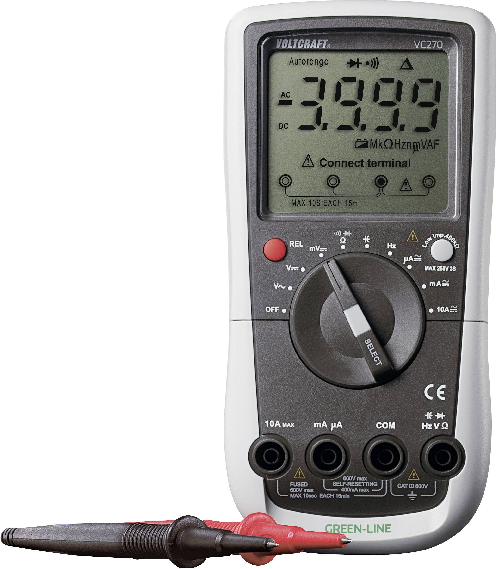 VOLTCRAFT VC270 Hand-Multimeter digital CAT III 600V Anzeige (Counts): 4000