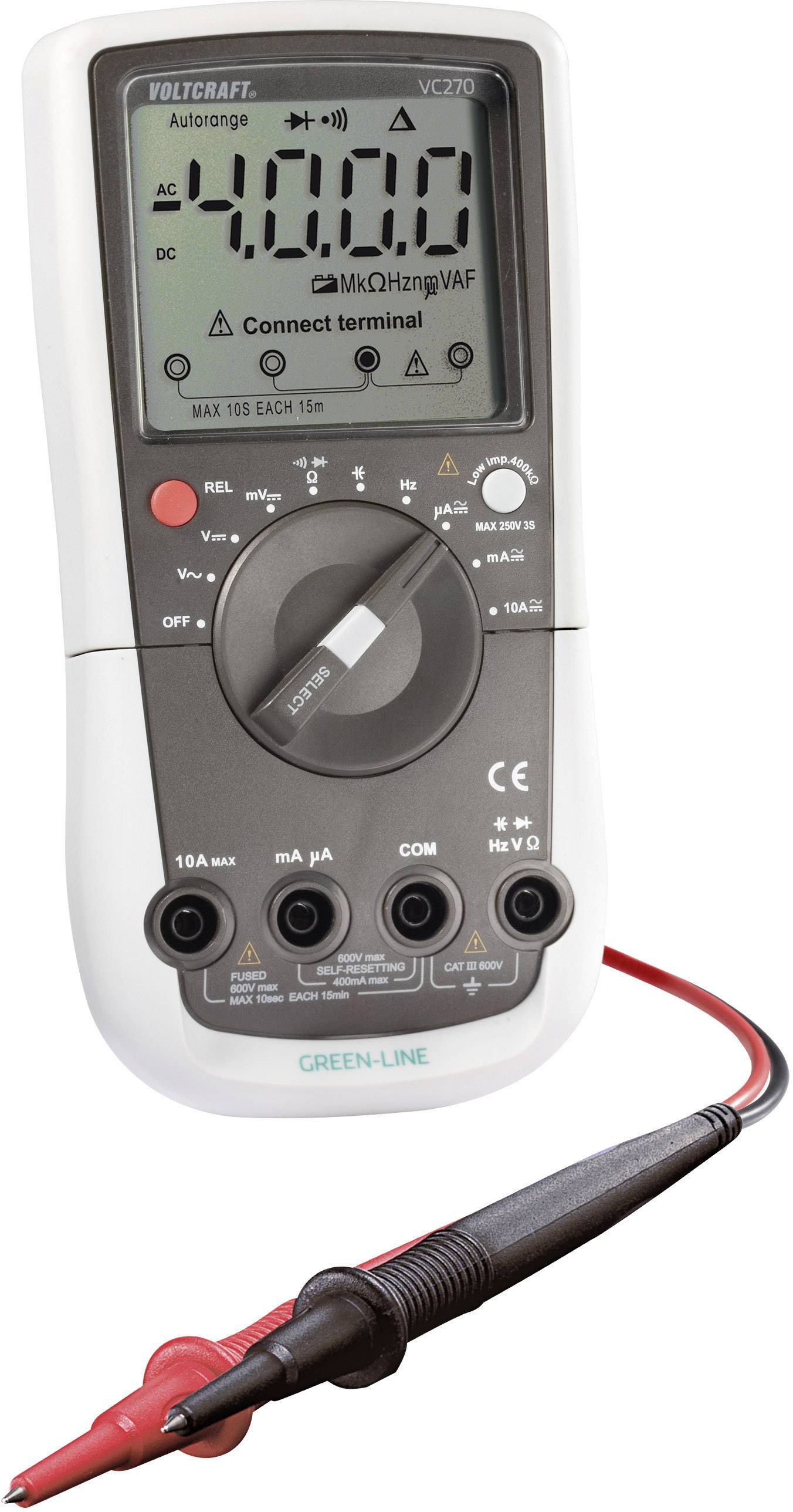 VOLTCRAFT VC270 Hand-Multimeter digital CAT III 600V Anzeige (Counts): 4000