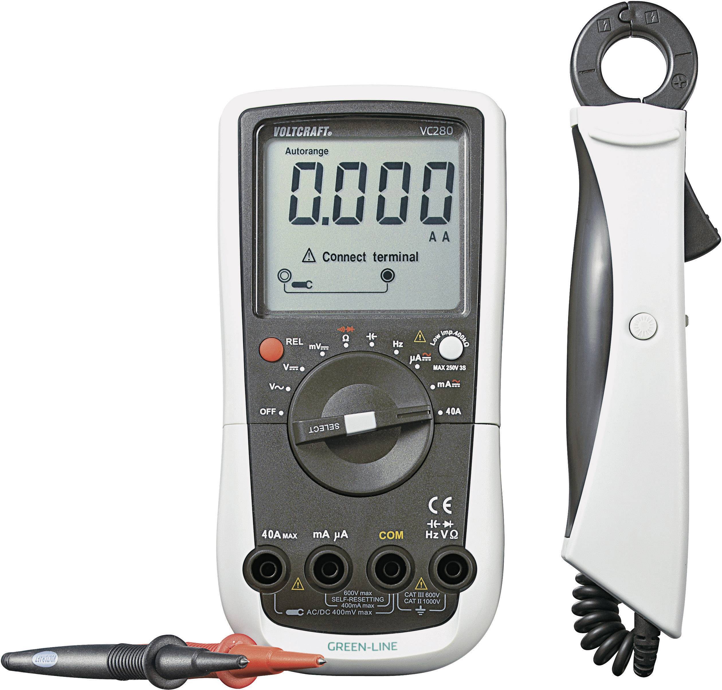 VOLTCRAFT VC280 Hand-Multimeter, Stromzange digital CAT III 600V Anzeige (Counts): 4000