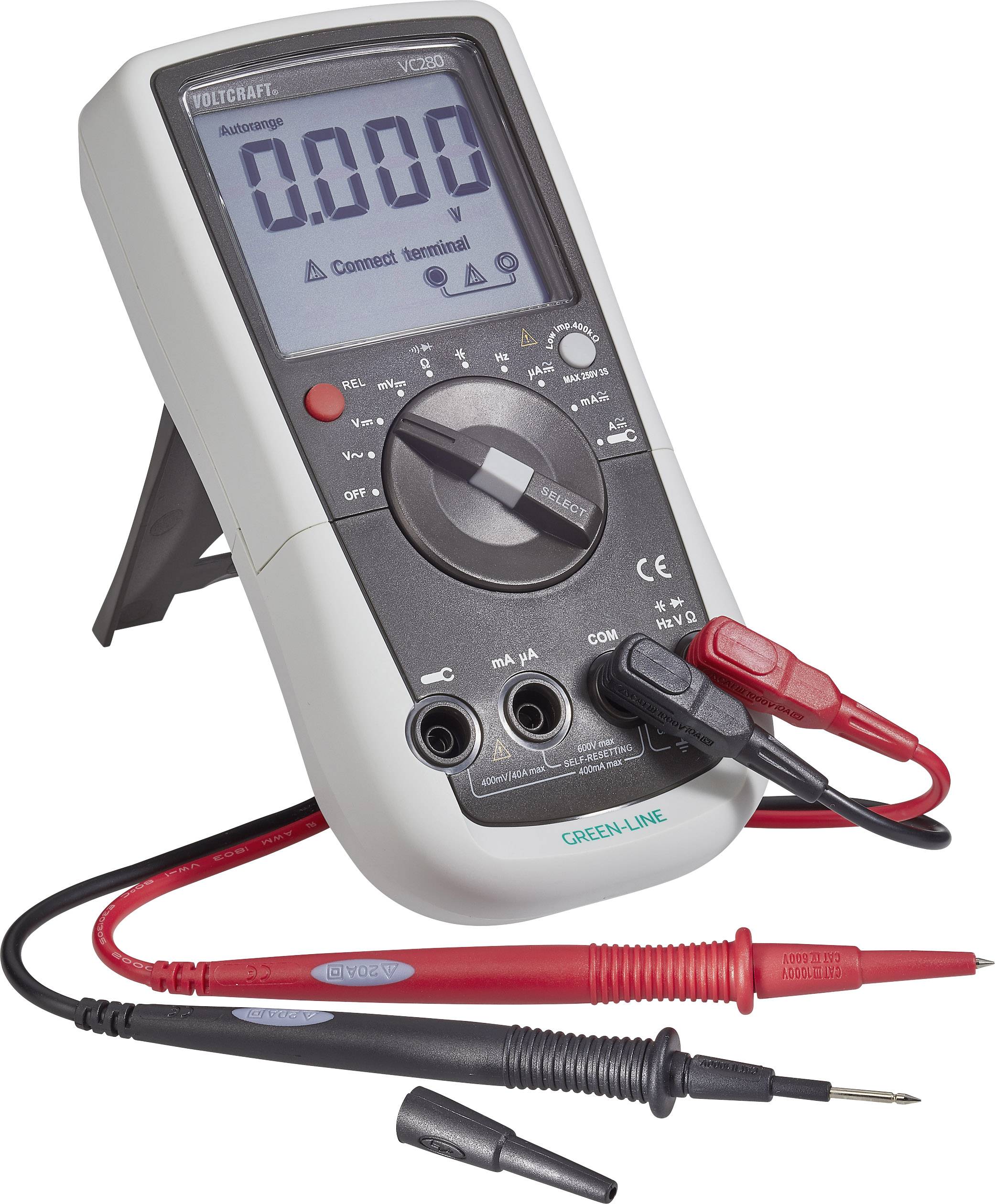 VOLTCRAFT VC280 Hand-Multimeter, Stromzange digital CAT III 600V Anzeige (Counts): 4000