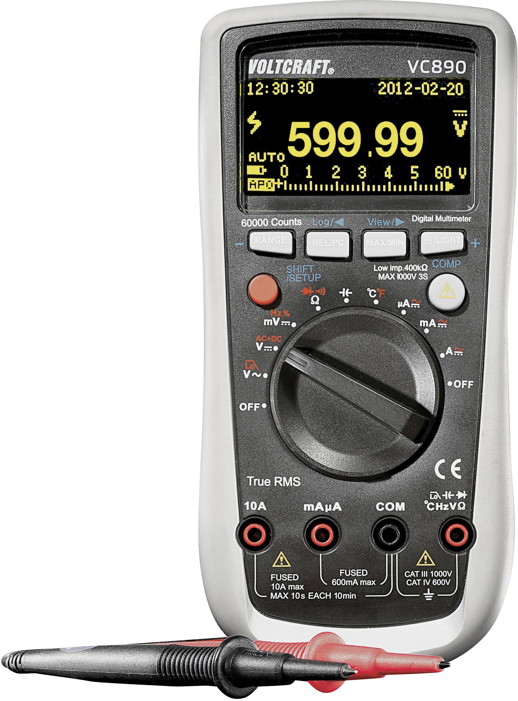 VOLTCRAFT VC890 OLED Hand-Multimeter digital OLED-Display, Datenlogger CAT III 1000 V, CAT IV 600 V