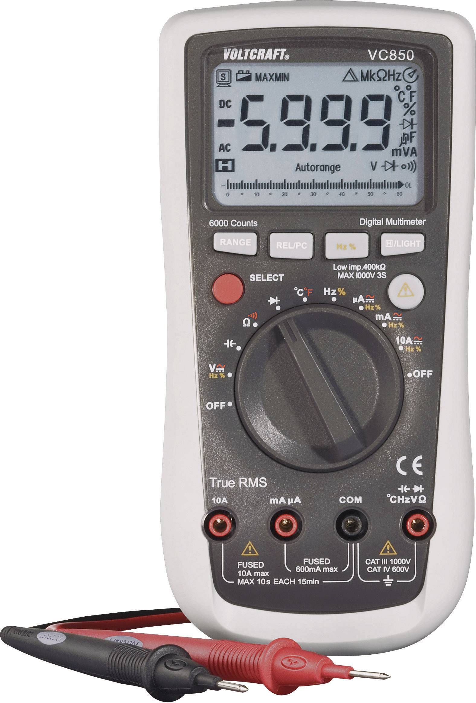 VOLTCRAFT VC850 Hand-Multimeter digital CAT III 1000 V, CAT IV 600V Anzeige (Counts): 6000