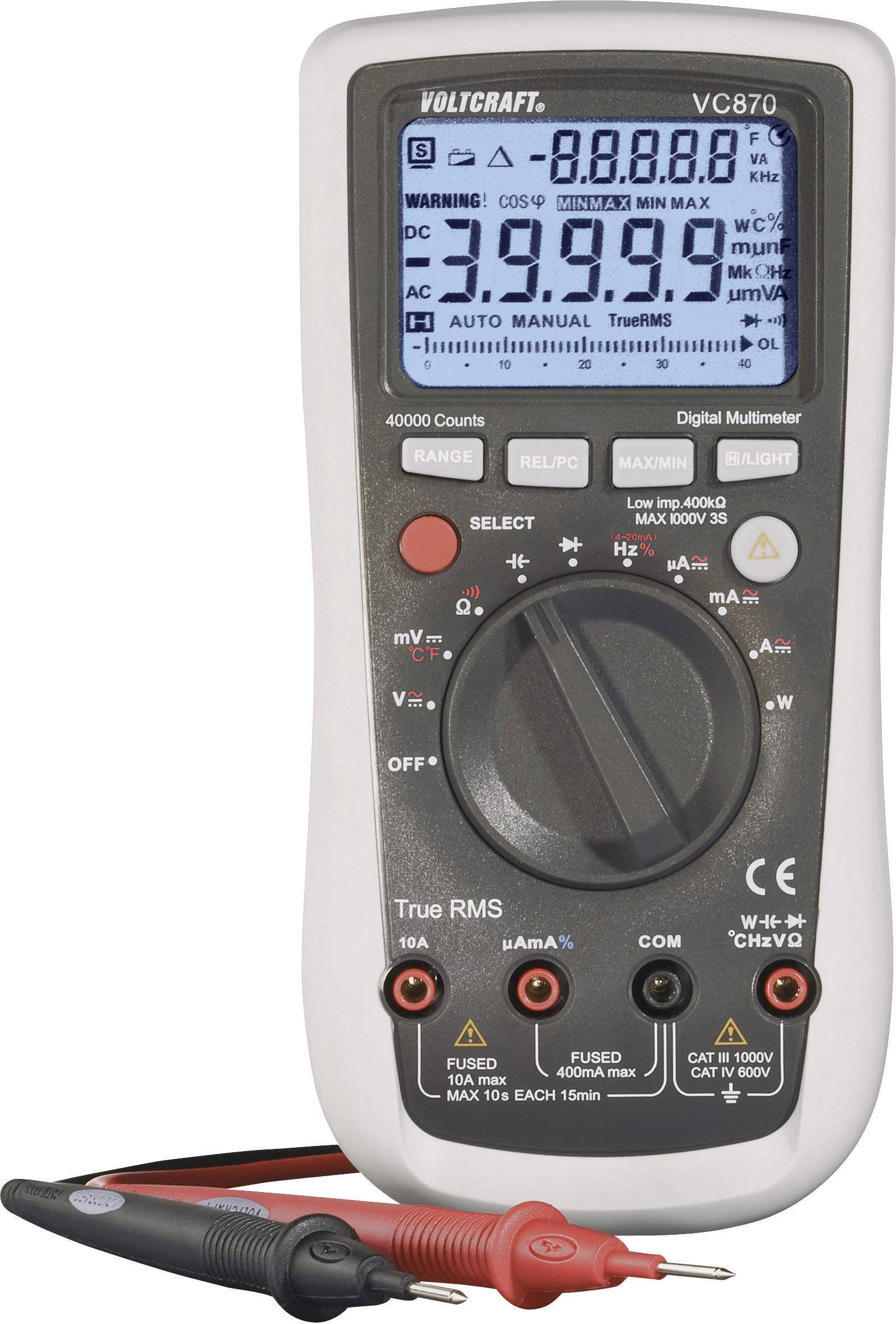 VOLTCRAFT VC870 Hand-Multimeter digital CAT III 1000 V, CAT IV 600V Anzeige (Counts): 40000
